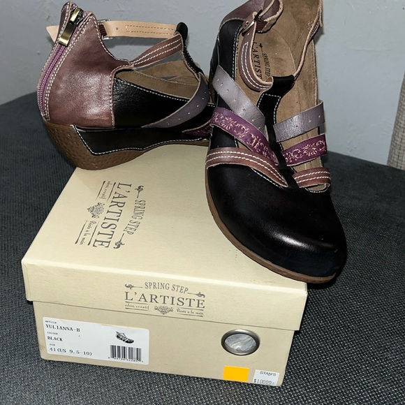 Spring Step L’Artiste Yulianna Shoes. Size 9.5-10 Black, pink, gray. - Picture 1 of 6